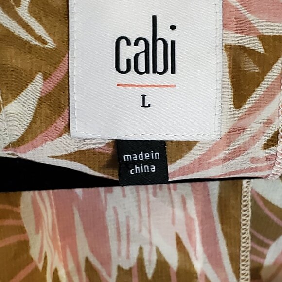 CAbi  size Large Tropical Print Parlor Sleeveless Split Back Blouse #5216 - Picture 7 of 8